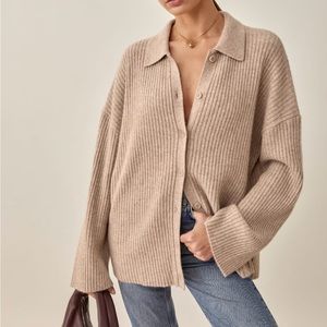 Reformation Fantino Cashmere Collared Sweater